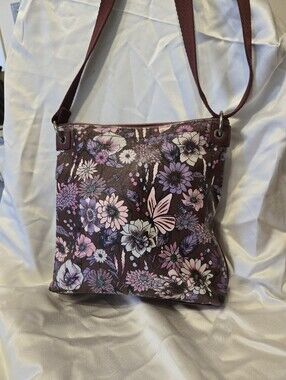 Floral Crossbody Bag in Brown and Pink